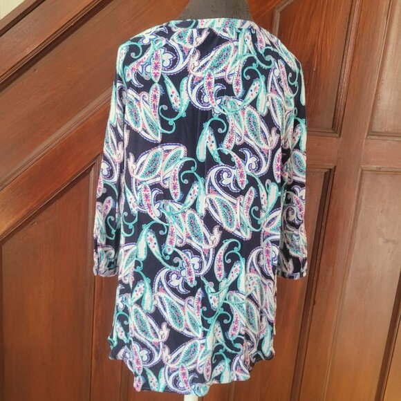Valerie Stevens Womens Paisley Print Rayon Blouse Size XL - Picture 5 of 6